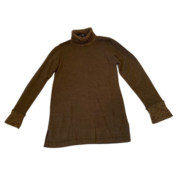 Silvia Nobili Turtleneck Sweater Bell Sleeves Brown Wool Blend Italy Medium - Picture 1 of 8